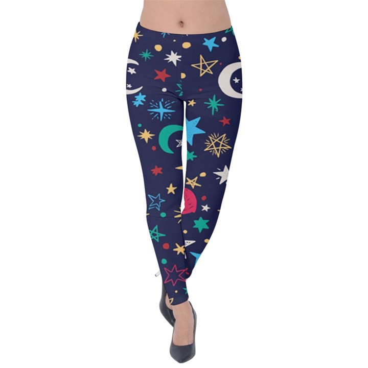 Colorful-background-moons-stars Velvet Leggings