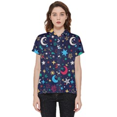 Colorful-background-moons-stars Short Sleeve Pocket Shirt by Wegoenart