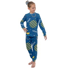 Flat-design-geometric-shapes-background Kids  Long Sleeve Set  by Wegoenart