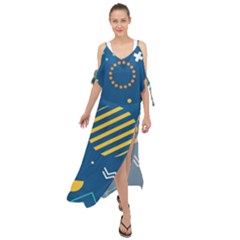 Flat-design-geometric-shapes-background Maxi Chiffon Cover Up Dress by Wegoenart