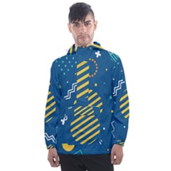 Flat-design-geometric-shapes-background Men s Front Pocket Pullover Windbreaker by Wegoenart