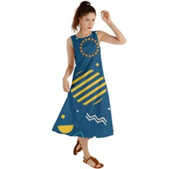 Flat-design-geometric-shapes-background Summer Maxi Dress by Wegoenart