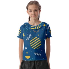 Flat-design-geometric-shapes-background Kids  Frill Chiffon Blouse by Wegoenart