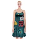 Seamless-pattern-hand-drawn-with-vehicles-buildings-road Spaghetti Strap Velvet Dress View1