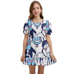 Dogs-seamless-pattern Kids  Short Sleeve Dolly Dress by Wegoenart