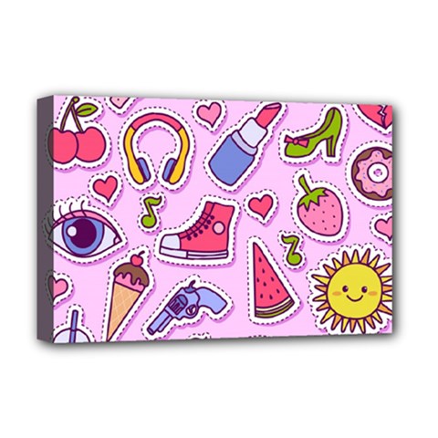 Fashion-patch-set Deluxe Canvas 18  X 12  (stretched) by Wegoenart