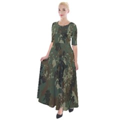 Camouflage-splatters-background Half Sleeves Maxi Dress by Wegoenart