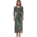 Camouflage-splatters-background Long Sleeve Velour Longline Maxi Dress View1