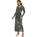 Camouflage-splatters-background Long Sleeve Velour Longline Maxi Dress View2