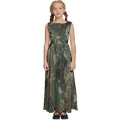 Camouflage-splatters-background Kids  Satin Sleeveless Maxi Dress by Wegoenart