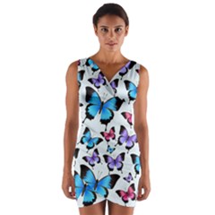 Decorative-festive-trendy-colorful-butterflies-seamless-pattern-vector-illustration Wrap Front Bodycon Dress by Wegoenart