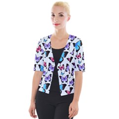 Decorative-festive-trendy-colorful-butterflies-seamless-pattern-vector-illustration Cropped Button Cardigan by Wegoenart