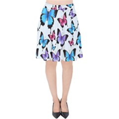 Decorative-festive-trendy-colorful-butterflies-seamless-pattern-vector-illustration Velvet High Waist Skirt by Wegoenart