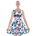 Decorative-festive-trendy-colorful-butterflies-seamless-pattern-vector-illustration Velvet Skater Dress View1