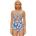 Decorative-festive-trendy-colorful-butterflies-seamless-pattern-vector-illustration Knot Front One-Piece Swimsuit View1