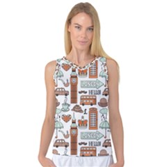 Seamless-pattern-with-london-elements-landmarks Women s Basketball Tank Top by Wegoenart