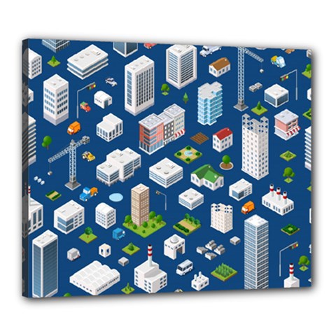 Isometric-seamless-pattern-megapolis Canvas 24  X 20  (stretched) by Wegoenart