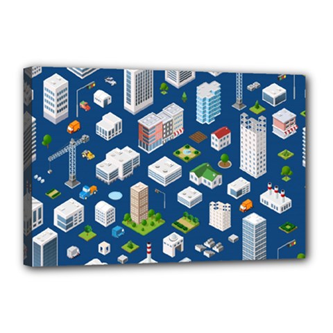 Isometric-seamless-pattern-megapolis Canvas 18  X 12  (stretched) by Wegoenart