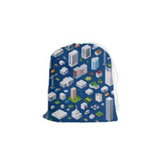 Isometric-seamless-pattern-megapolis Drawstring Pouch (small) by Wegoenart