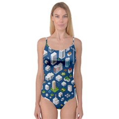 Isometric-seamless-pattern-megapolis Camisole Leotard  by Wegoenart