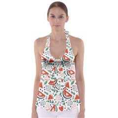 Seamless-vector-pattern-with-watermelons-mint Babydoll Tankini Top by Wegoenart