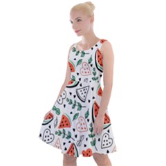 Seamless-vector-pattern-with-watermelons-mint Knee Length Skater Dress