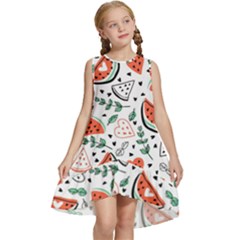 Seamless-vector-pattern-with-watermelons-mint Kids  Frill Swing Dress