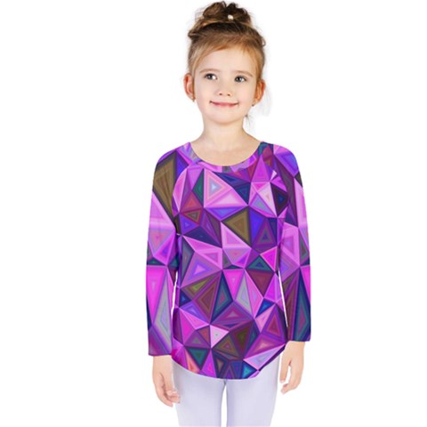 Triangular-shapes-background Kids  Long Sleeve Tee by Wegoenart