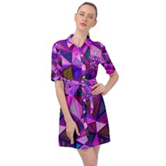 Triangular-shapes-background Belted Shirt Dress by Wegoenart