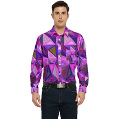 Triangular-shapes-background Men s Long Sleeve Pocket Shirt  by Wegoenart