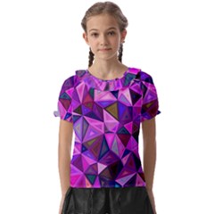 Triangular-shapes-background Kids  Frill Chiffon Blouse by Wegoenart