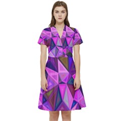 Triangular-shapes-background Short Sleeve Waist Detail Dress by Wegoenart