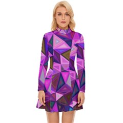 Triangular-shapes-background Long Sleeve Velour Longline Dress by Wegoenart