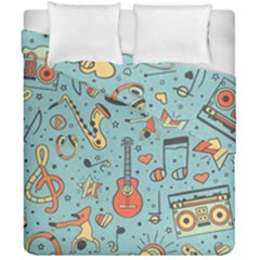 Seamless-pattern-musical-instruments-notes-headphones-player Duvet Cover Double Side (california King Size) by Wegoenart