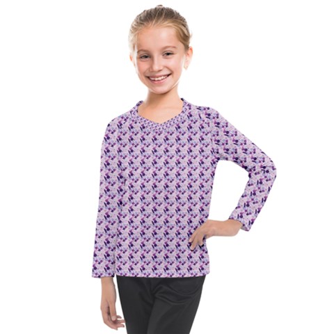 Purple Design Kids  Long Mesh Tee by designsbymallika