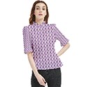 Purple Design Frill Neck Blouse View1