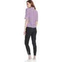 Purple Design Frill Neck Blouse View2