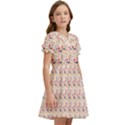 Orange Pattern Kids  Bow Tie Puff Sleeve Dress View2