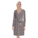 Paisley Pattern Long Sleeve Velvet Front Wrap Dress View1