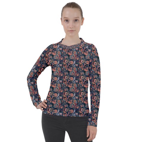 Paisley Pattern Women s Pique Long Sleeve Tee by designsbymallika