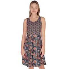 Paisley Pattern Knee Length Skater Dress With Pockets