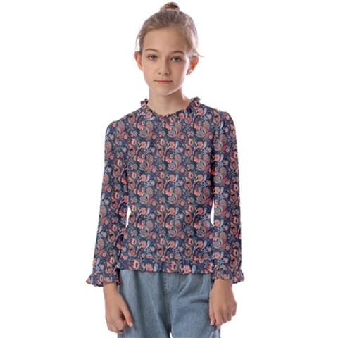 Paisley Pattern Kids  Frill Detail Tee by designsbymallika