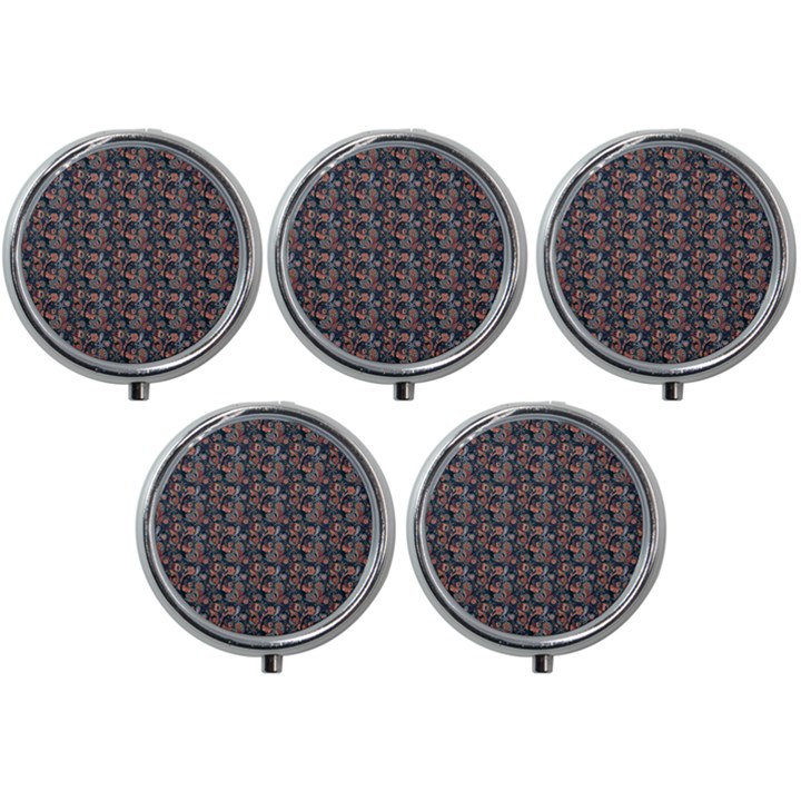 Paisley Pattern Mini Round Pill Box (Pack of 5)