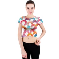 Rainbow Pattern Crew Neck Crop Top by designsbymallika