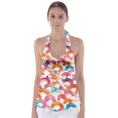 Rainbow Pattern Babydoll Tankini Top by designsbymallika