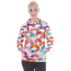 Rainbow Pattern Women s Hooded Pullover by designsbymallika