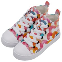 Rainbow Pattern Kids  Mid-top Canvas Sneakers by designsbymallika