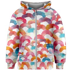 Rainbow Pattern Kids  Zipper Hoodie Without Drawstring by designsbymallika