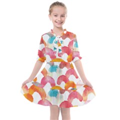 Rainbow Pattern Kids  All Frills Chiffon Dress by designsbymallika