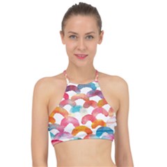 Rainbow Pattern Racer Front Bikini Top by designsbymallika